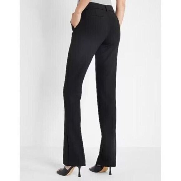 Express Editor Black Mid Rise Boot Cut Dress Pants 6R - Picture 2 of 6